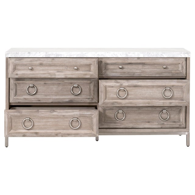 2020s Azure Carrera 6-Drawer Double Dresser, Natural Gray Acacia For Sale - Image 5 of 12