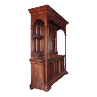 Antique 19th Century Monumental Walnut Buffet For Sale