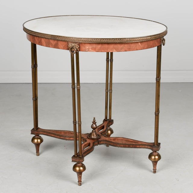 Louis XVI Style French Oval Side Table For Sale - Image 4 of 12