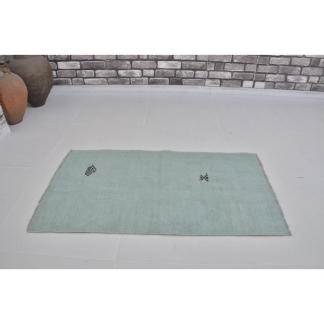 Turkish Turqouise Vintage Hmep Rug For Sale - Image 3 of 9