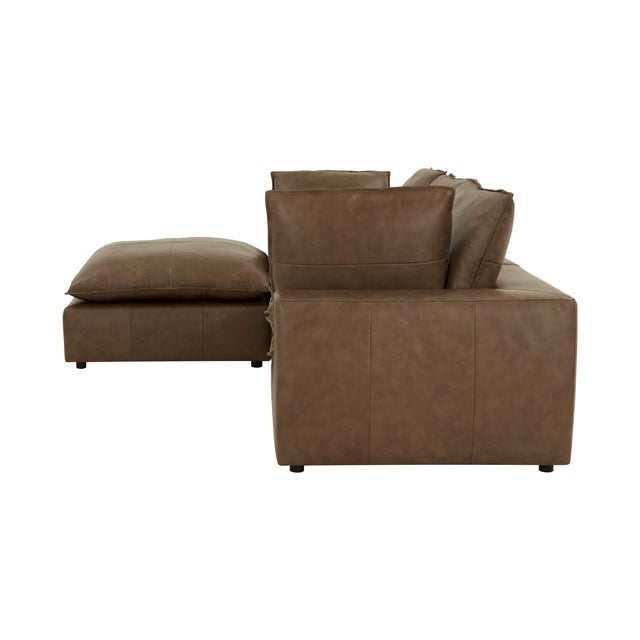 Cali 4-Piece Brown Leather Modular Sectional For Sale - Image 4 of 7