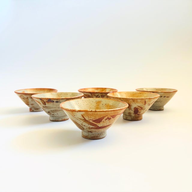 Speckled Terra Cotta Pottery Rice Bowls - Set of 6 For Sale - Image 4 of 13
