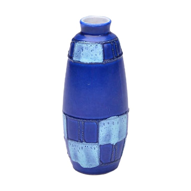 Small East German Blue Ceramic Vase from Strehla Keramik, 1950s For Sale