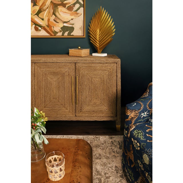 Nautical Matthew Izzo Home - Casey Wrapped Rope Four Door Buffet With Brass Hardware For Sale - Image 3 of 11