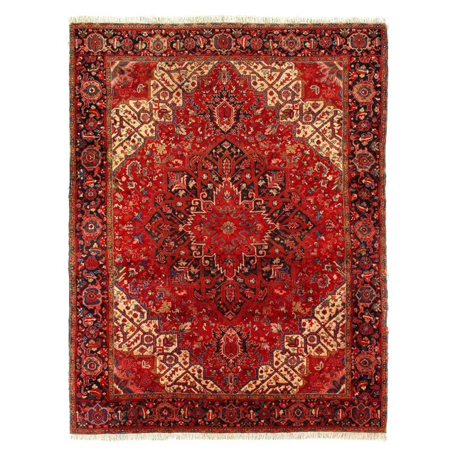 1930s Red Color Persian Vintage Heriz 10' X 12'8'' For Sale - Image 5 of 6