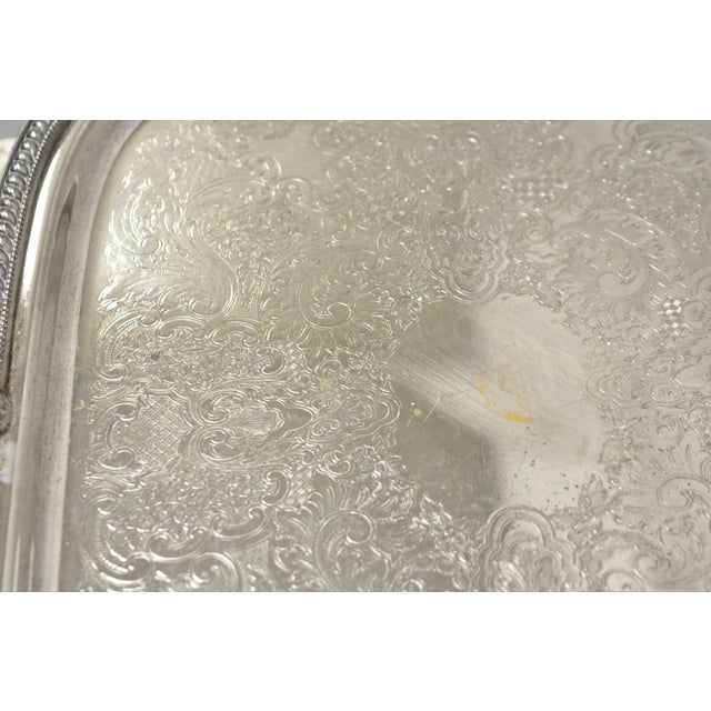 Metal Vintage Victorian Silver Plated Regency Twin Handle Bar Platter Serving Tray For Sale - Image 7 of 11