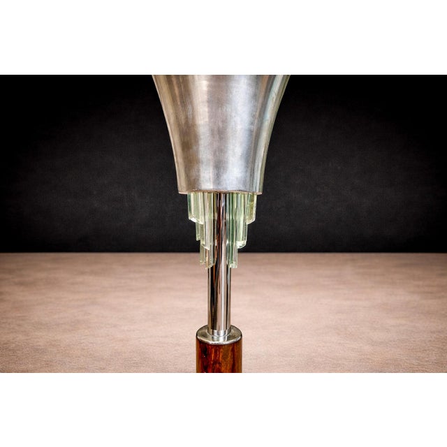 Chrome Pair of “Torchierre” Floor Lamps in Rosewood, Crystal & Metal, Unknown, 1950s - Lot 474A For Sale - Image 8 of 10