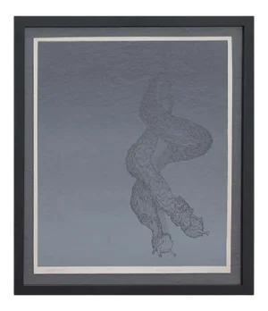 1990s “Ghost Riders” Abstract Grey Toned Intertwined Snail Screen Print 9/15 by Jane Danko, Framed