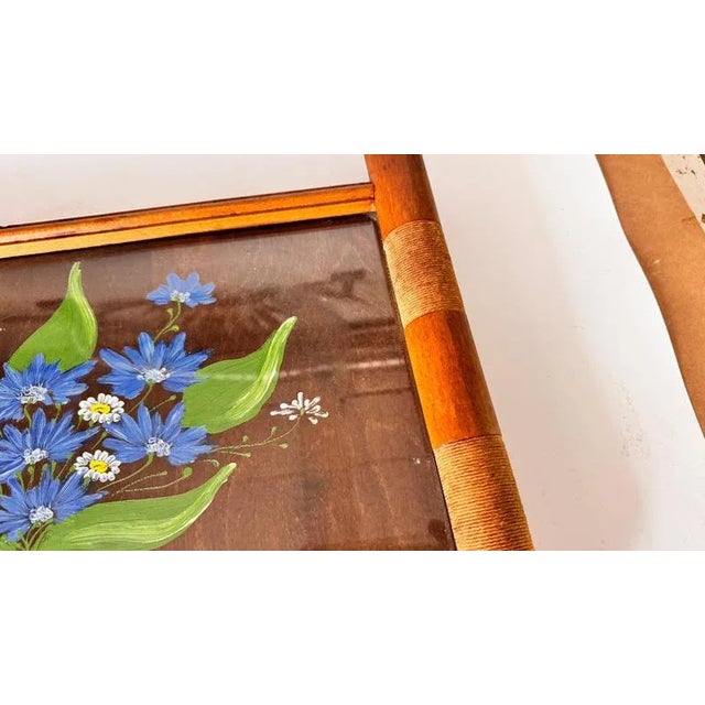 Art Deco Hand Painted Wood Tray Brown Color, France, 1940s For Sale - Image 4 of 11