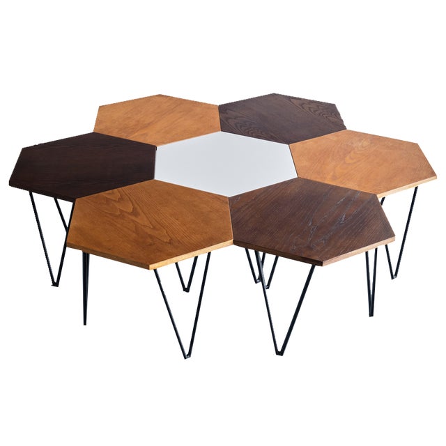 Modular Hexagonal Coffee Tables by Gio Ponti for Isa Bergamo, Italy, 1950s, Set of 7 For Sale