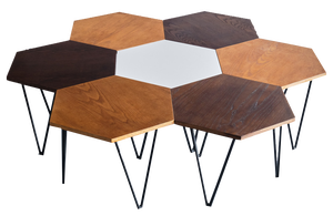 Modular Hexagonal Coffee Tables by Gio Ponti for Isa Bergamo, Italy, 1950s, Set of 7