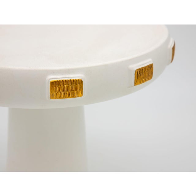 Contemporary White & Gold Toggle Footed Serving Bowl or Platter, Handley Drive, Portugal 2016 For Sale - Image 3 of 7