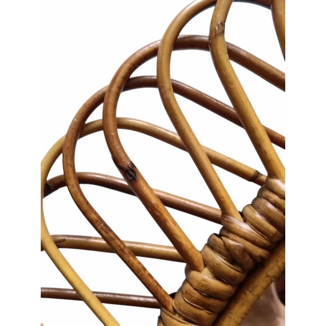 Round Rattan and Bamboo Wall Mirror attributed to Franco Albini, 1960s For Sale - Image 6 of 10