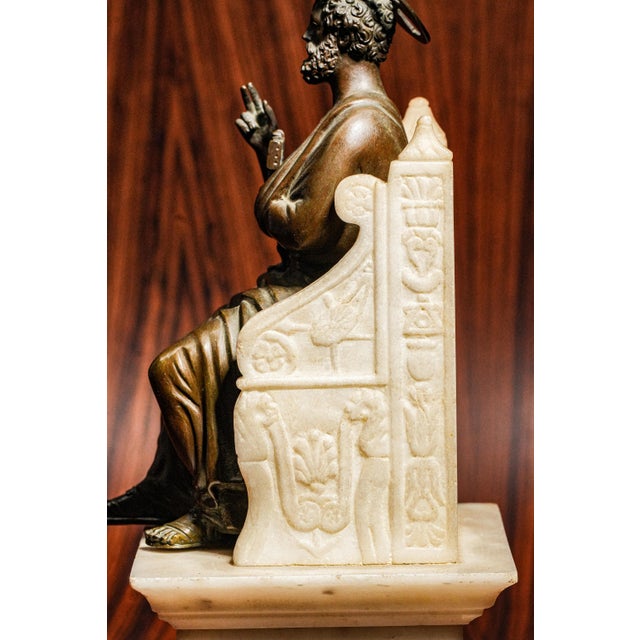 Exceptional Large Antique Grand Tour Bronze St. Peter Marble Statue Sculpture Home Decor For Sale - Image 9 of 15