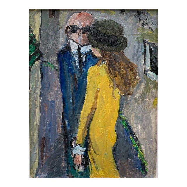 Bruno Paoli "Comments" Original Italian Modern Figurative Portrait, 20th Century Florence Italy Fine Art Painting, Oil on Canvas, 19.25x17 Inches For Sale