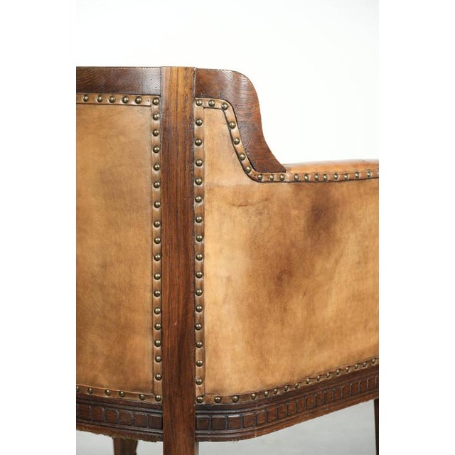 Antique Armchair in Sheepskin and Wood For Sale - Image 11 of 13
