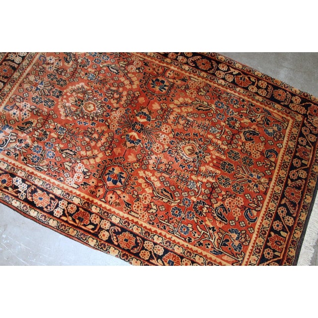 Textile 1920s, Handmade Antique Persian Sarouk Rug 3.3' X 5.3' For Sale - Image 7 of 7