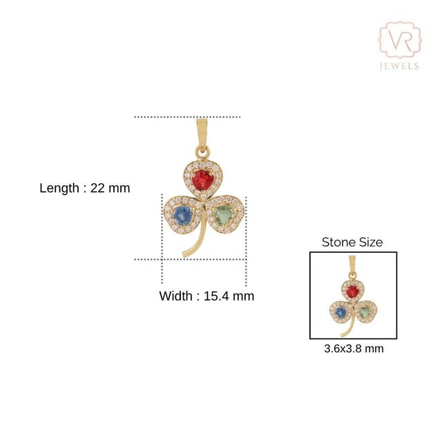 Clover-Inspired 14k Yellow Gold Multi-Sapphire & Diamond Pendant, 1.01ct For Sale - Image 12 of 15