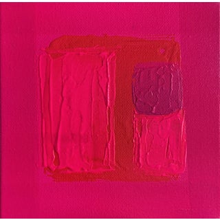 "Psychedelic Pink" Abstract Colorfield Painting on 6” by 1.5” by 6” Stretched Canvas For Sale