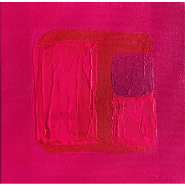 "Psychedelic Pink" Abstract Colorfield Painting on 6” by 1.5” by 6” Stretched Canvas For Sale