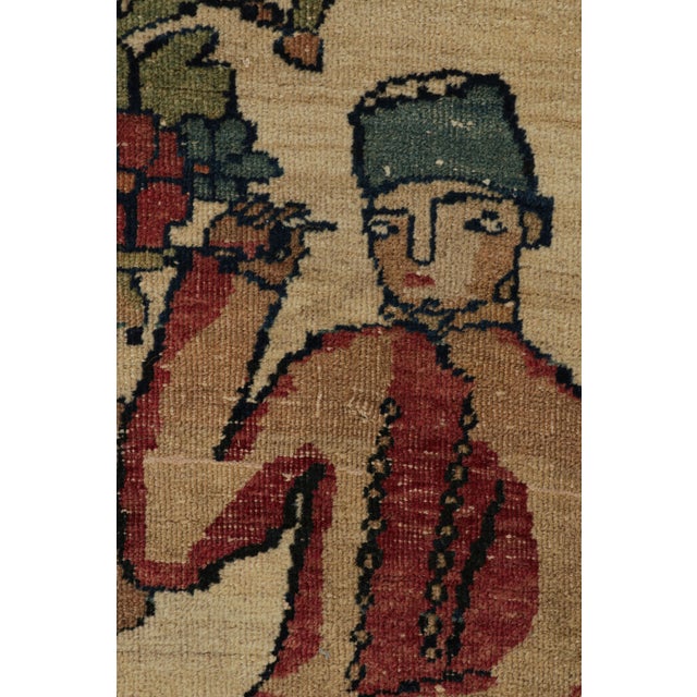 1910s Antique Kerman Lavar Rug in Beige With Pictorials, From Rug & Kilim For Sale - Image 5 of 7