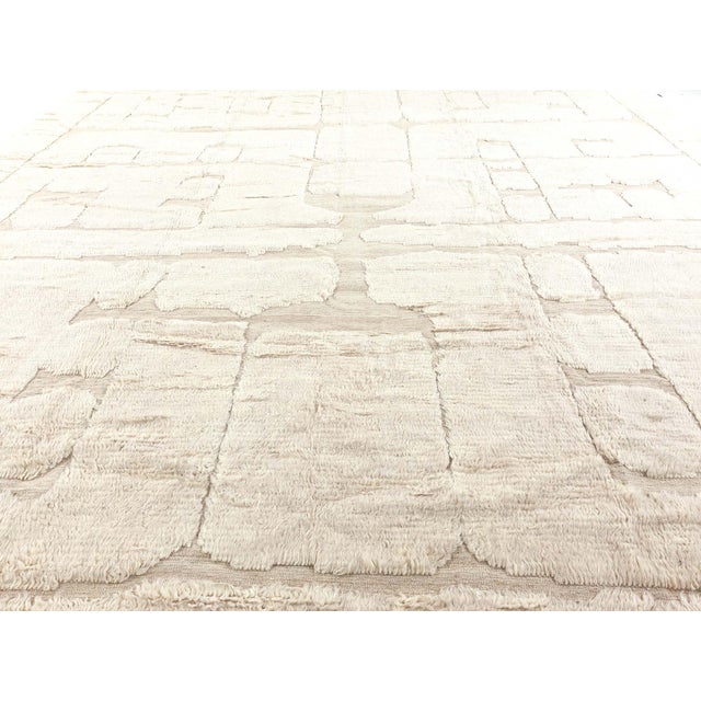 Modern Moroccan High-Low Wool Rug with Geometric Design by Doris Leslie Blau Size: 14'5" × 15'9" (439 × 480 cm) This...