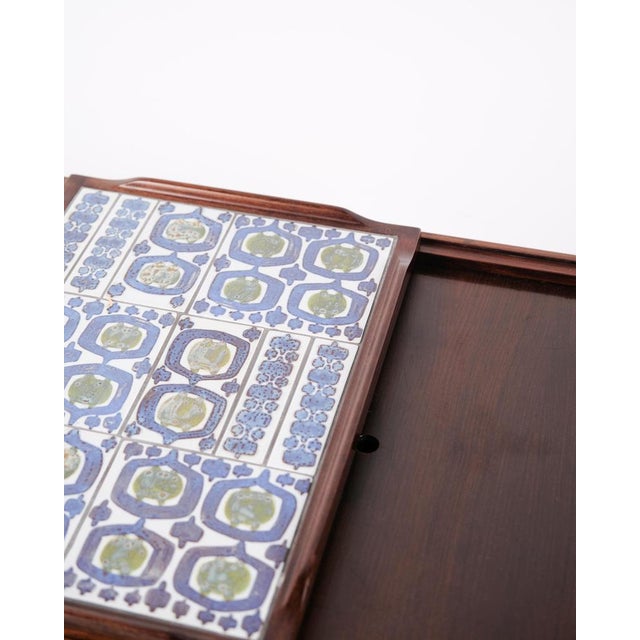 Brown Bar Cart in Rosewood with Royal Copenhagen Tiles by Severin Hansen, 1960s For Sale - Image 8 of 16