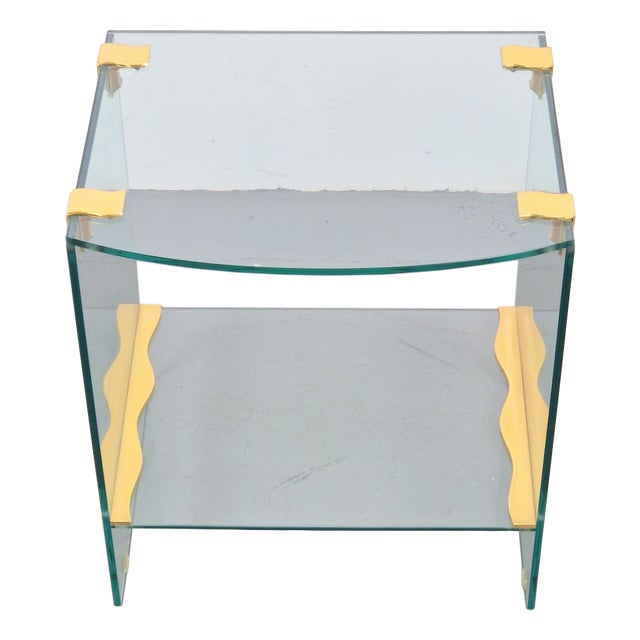 Vintage Regency Brass and Glass Side Table, 1970s For Sale