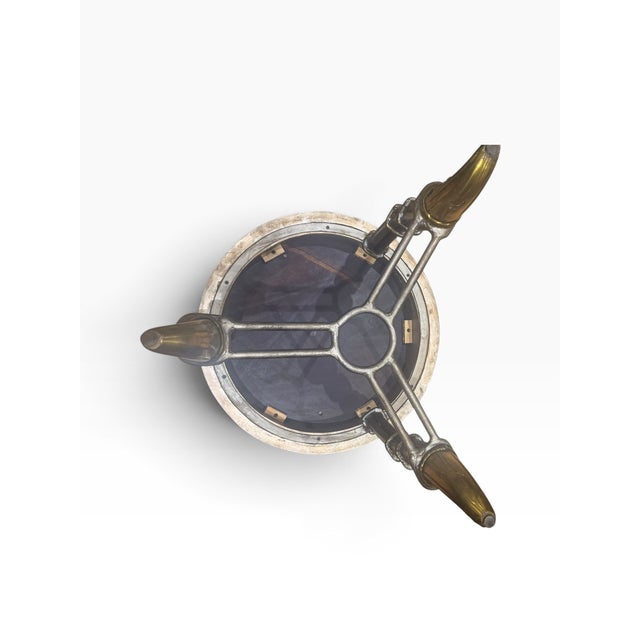 Regency Style Round Mahogany Accent Table With Brass Gallery & Compass Star Top For Sale In Boston - Image 6 of 11