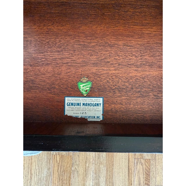 Wood Mid-Century Mahogany Side Table by Imperial Furniture With Leather Top, American For Sale - Image 7 of 9