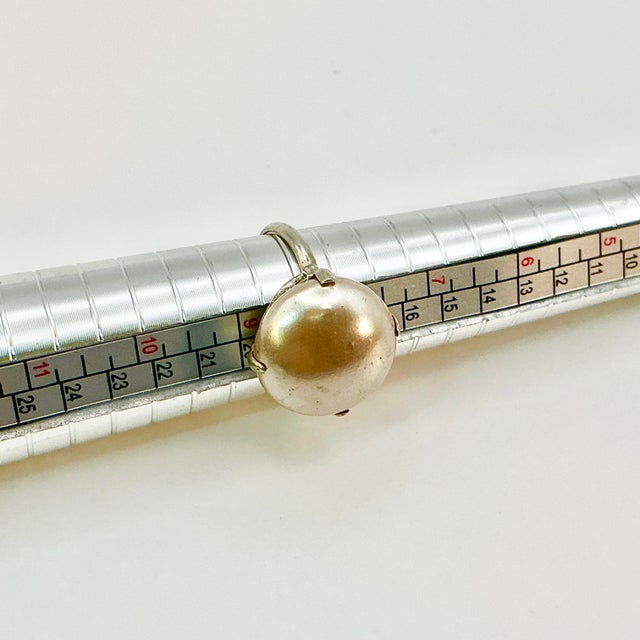 1940s Vintage Boho Chic Art Deco Hollywood Regency Mother of Pearl & Sterling Cocktail Ring, Size 8.5 For Sale - Image 11 of 11