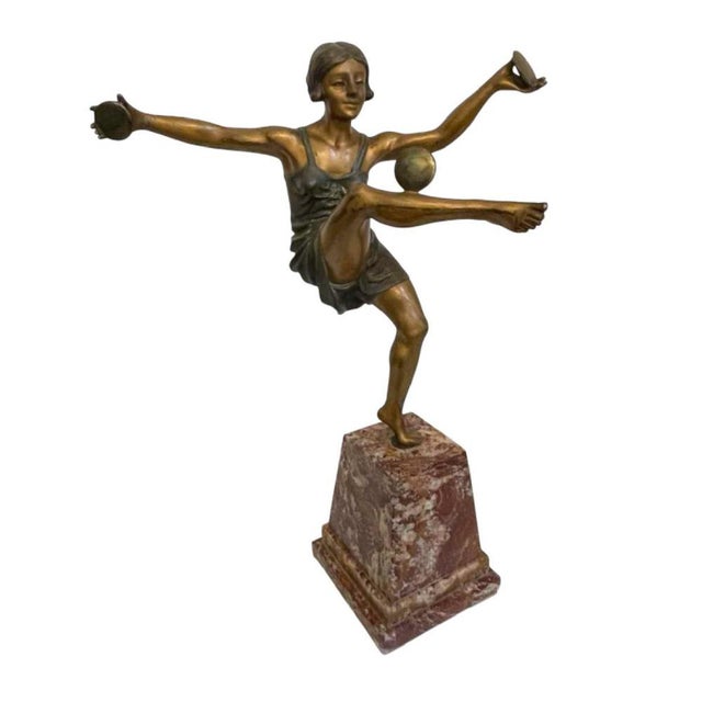 Leonildo Giannoni, Art Deco Nude Dancer with Discs, 1930s, Polychrome Bronze For Sale - Image 12 of 12
