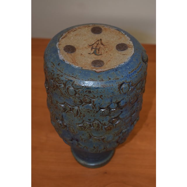 Japanese Art Pottery Blue Vase For Sale - Image 4 of 5