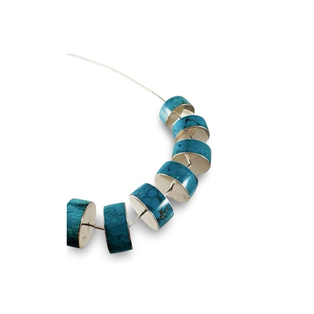 Sterling and Turquoise Retro Style Necklace New Item! For Sale - Image 4 of 5