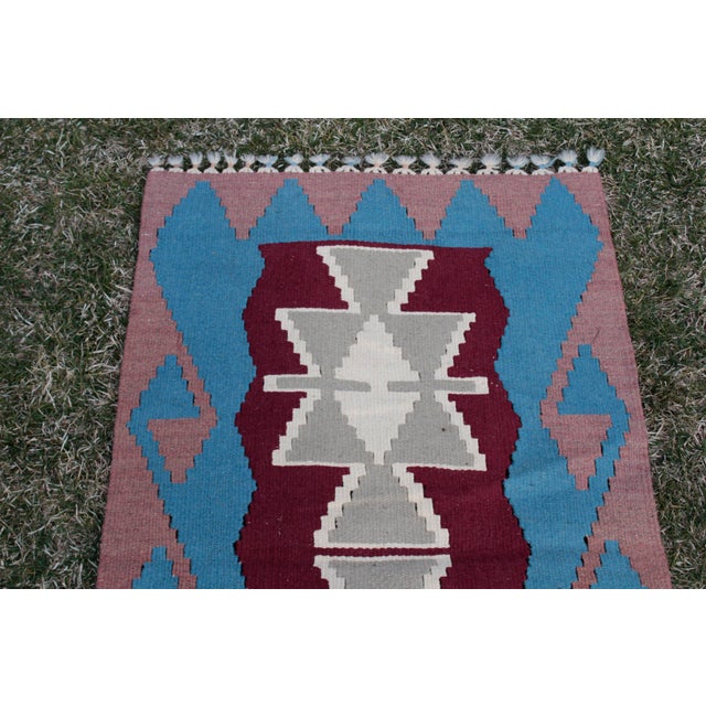 1980s Tribal Blue Ethnic Kilim For Sale In Sacramento - Image 6 of 13