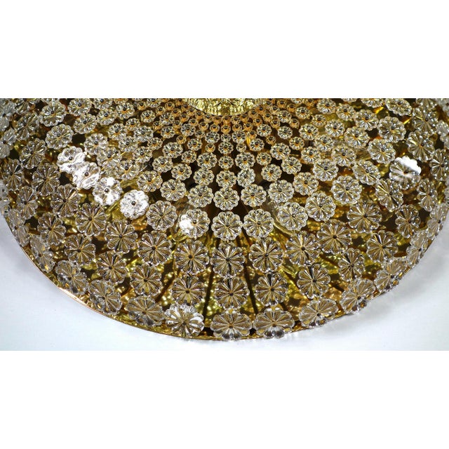 Austrian Crystal Flowers Ceiling Lamp by H. Richter, 1950s For Sale - Image 3 of 5