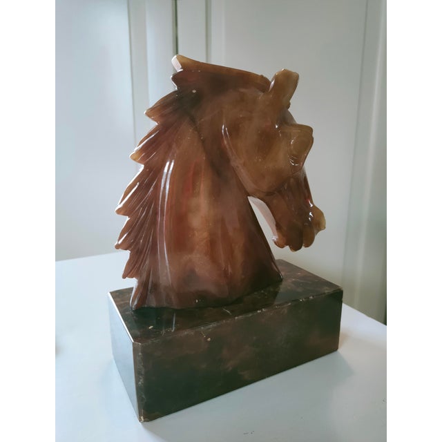 Alabaster Horse Head Sculpture, 1960s For Sale - Image 6 of 9