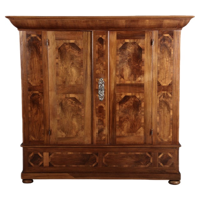 Antique Baroque Cabinet in Walnut with Iron Lock, 1760 For Sale