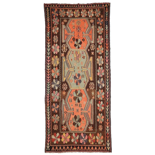 Textile Mid 20th Century Vintage Large Turkish Kilim Rug For Sale - Image 7 of 7