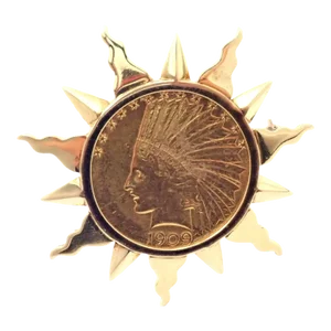 Verdura 18k Yellow Gold 22k Yellow Gold $10 US Coin Pin Brooch