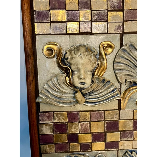 Wood Italian Cherub Relief Mosaic Wall Panel With Acanthus Motifs - 1970s For Sale - Image 7 of 12