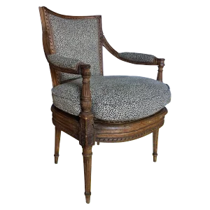 Late 19th Century French Louis XV Style Carved Wood Accent Armchair