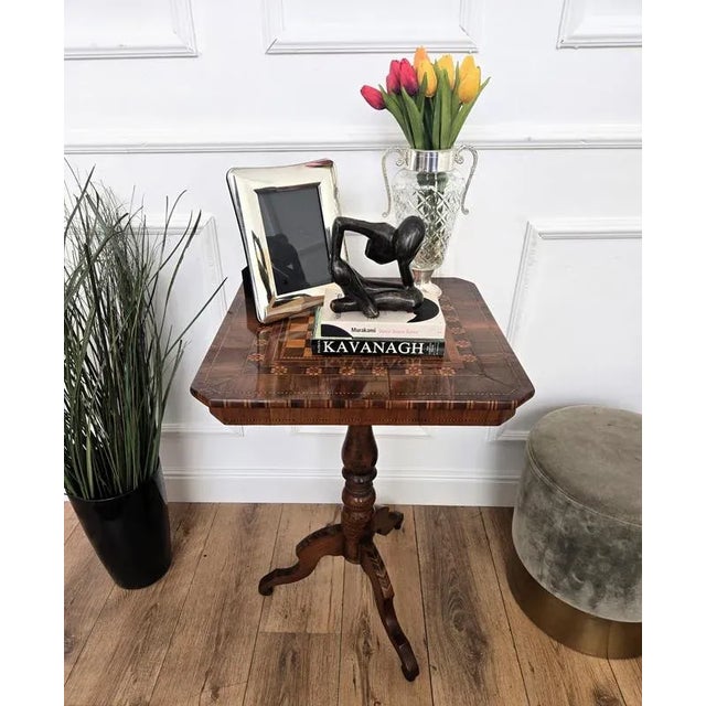 A beautiful italian walnut side table with great details and frames shaped in victorian, napoleon iii, louis xv style with...