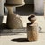 Cream Small Side Table in Petrified Wood, 1980s For Sale - Image 8 of 18
