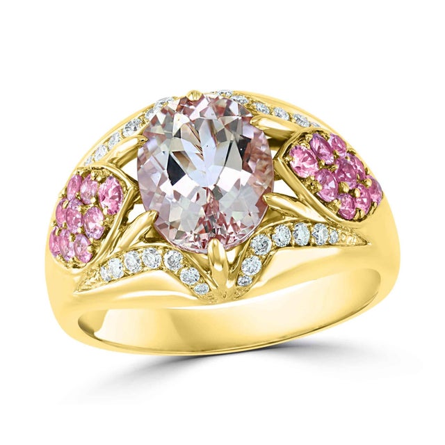 3.5 Carat Morganite and Diamond Cocktail Ring 18 Karat Rose Gold For Sale - Image 13 of 18