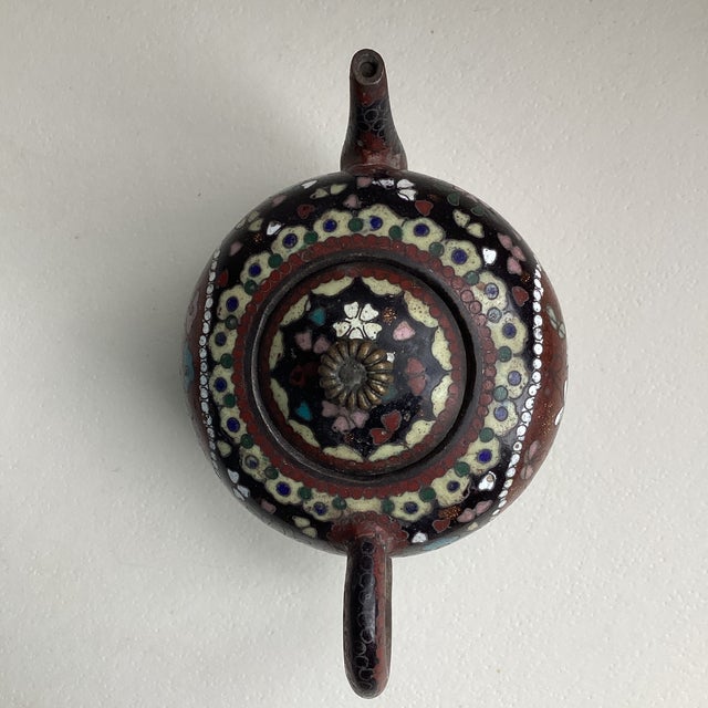 Antique Japanese Cloisonné Enamel Miniature Teapot For Sale - Image 4 of 5