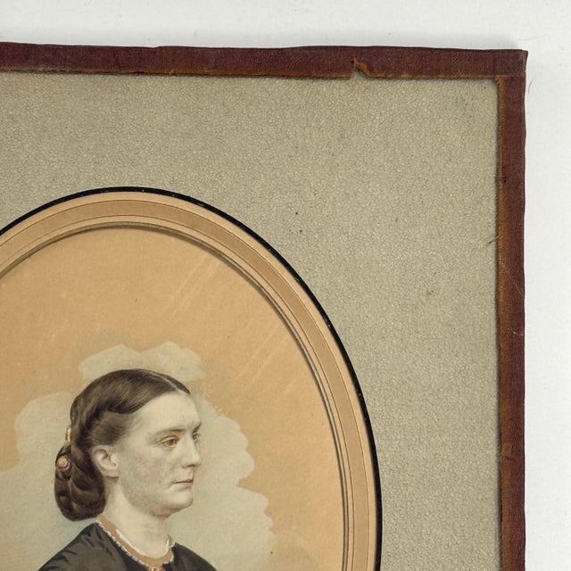 19th Century Antique 19th Century Gouache Realist Portrait of Clara Barton/American Red Cross For Sale - Image 5 of 6