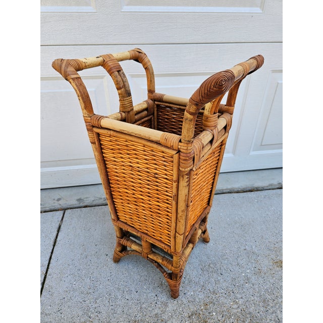 Bamboo Rattan Umbrella Stand For Sale - Image 9 of 15