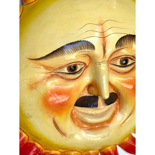 Monumental Signed Sergio Bustamante "Un Hombre con Bigote" Smiling Sun Sculpture For Sale - Image 11 of 18