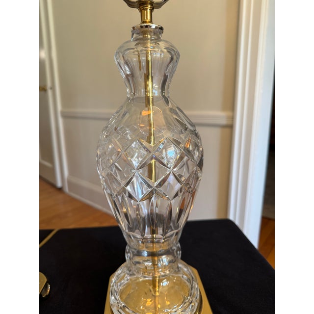 Mid 20th Century Vintage Waterford Crystal Style Table Lamps - a Pair For Sale - Image 5 of 9